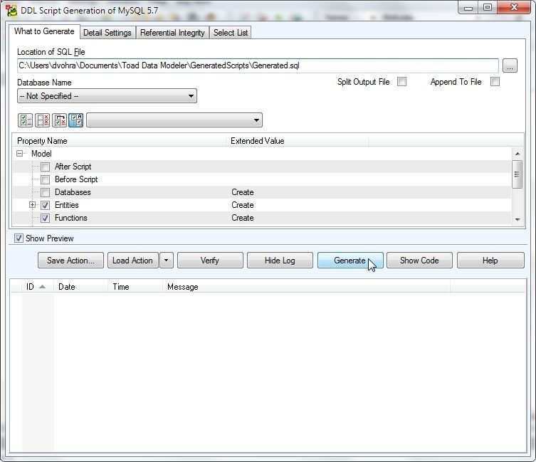Figure 14. Selecting Generate