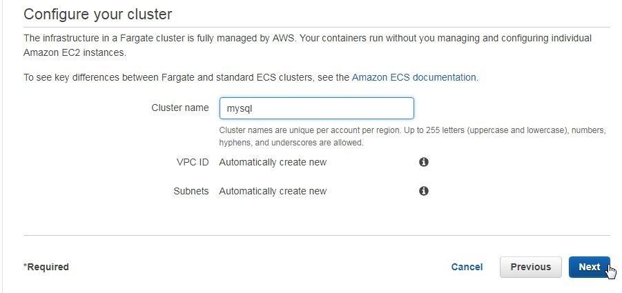 Figure 14. Specifying a cluster name in Configure your cluster