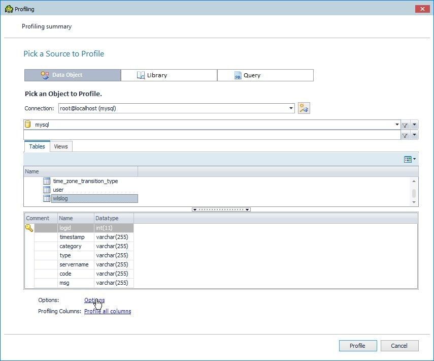 Figure 18. Click on the Options link