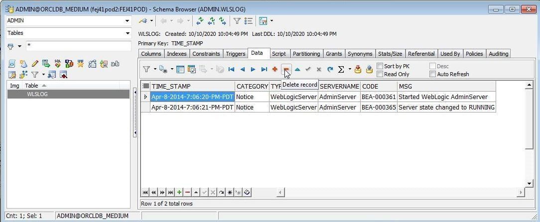 Figure 21. Delete record