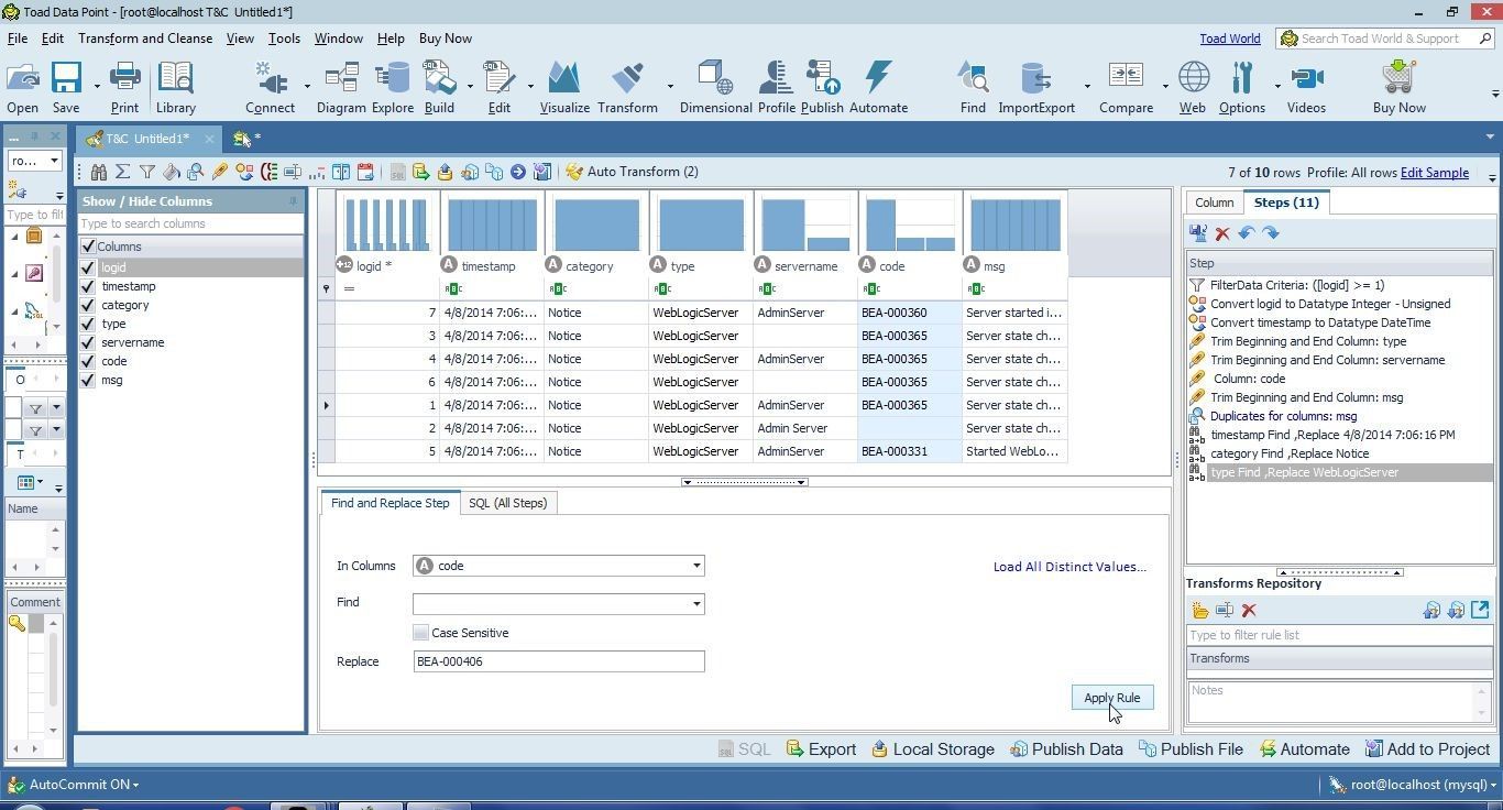 Figure 21. Replacing Missing Data