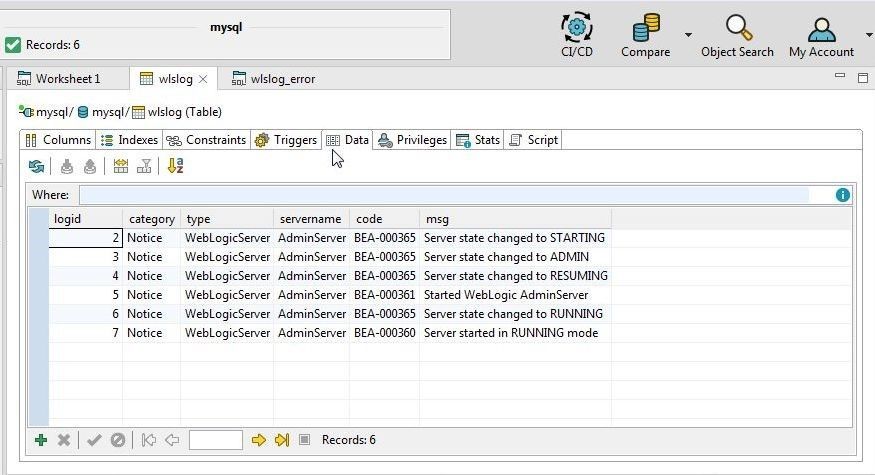 Figure 22. Data tab displays the imported data