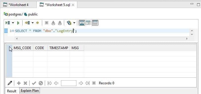 Figure 25. Listing Column Headers for dbo.LogEntry Table