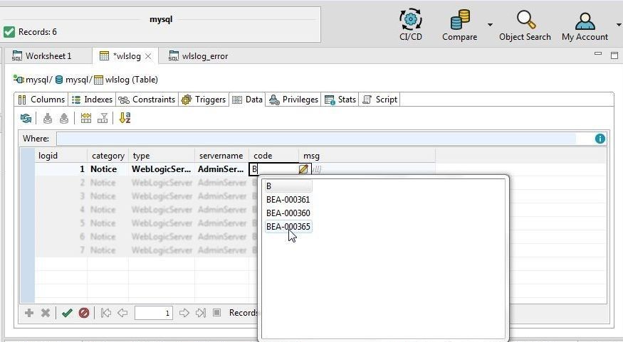 Figure 27. Adding code Column Value