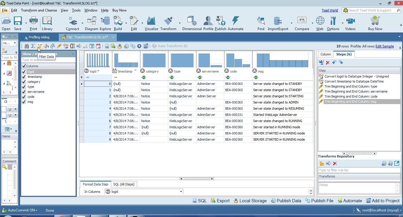 Figure 29. Selecting Filter Data