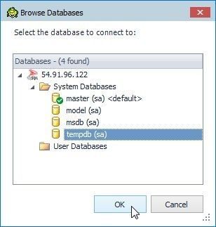 Figure 3. Selecting a database to connect to