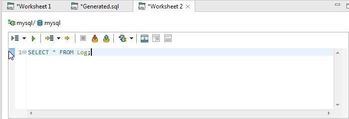 Figure 38. SQL SELECT Statement to Query Log table