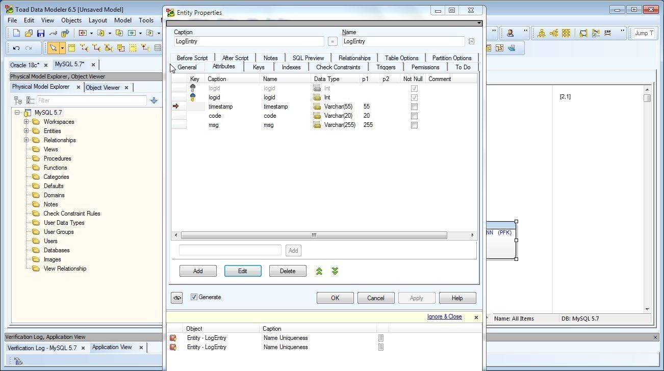 Figure 39. Entity LogEntry Attributes