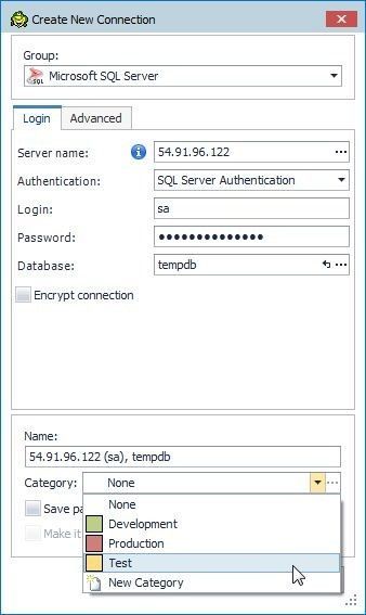 Figure 4. Selecting the category as Test