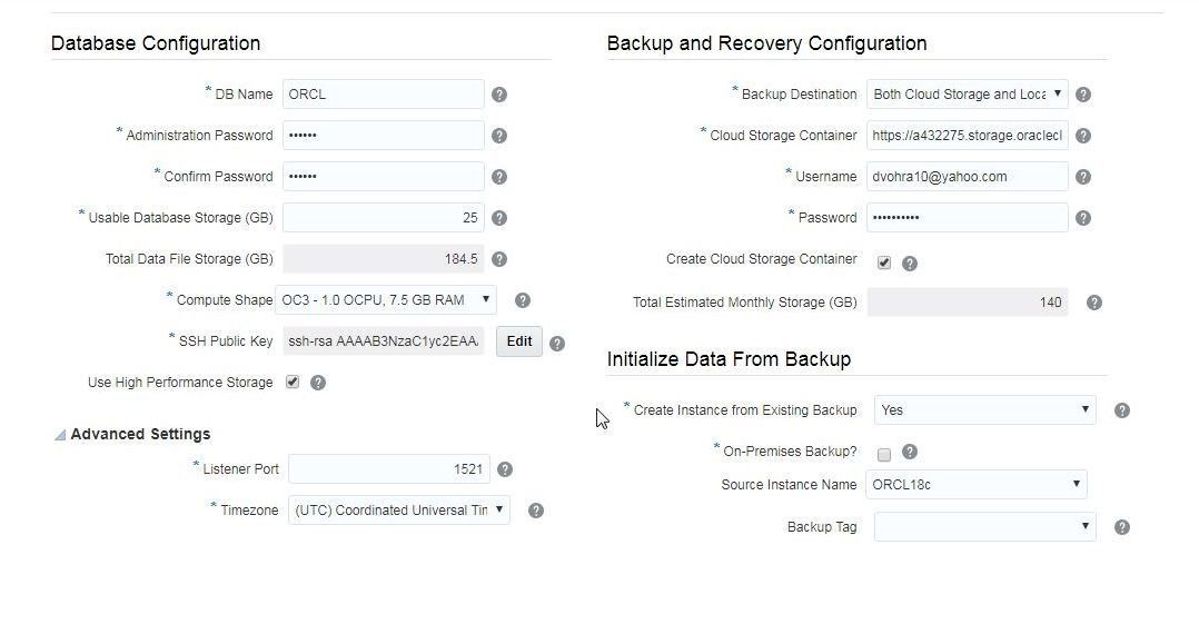 Figure 5. Initialize Data From Backup Settings