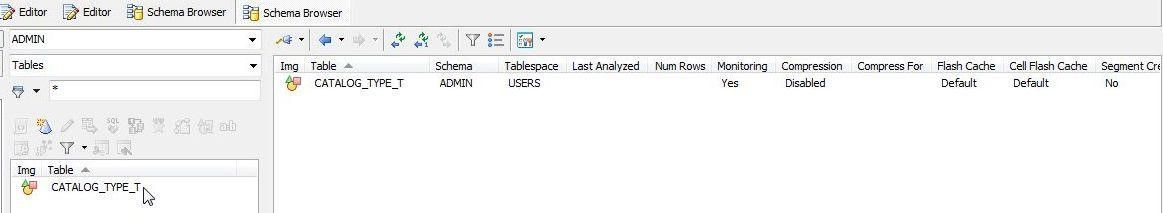 Object Table CATALOG_TYPE_T