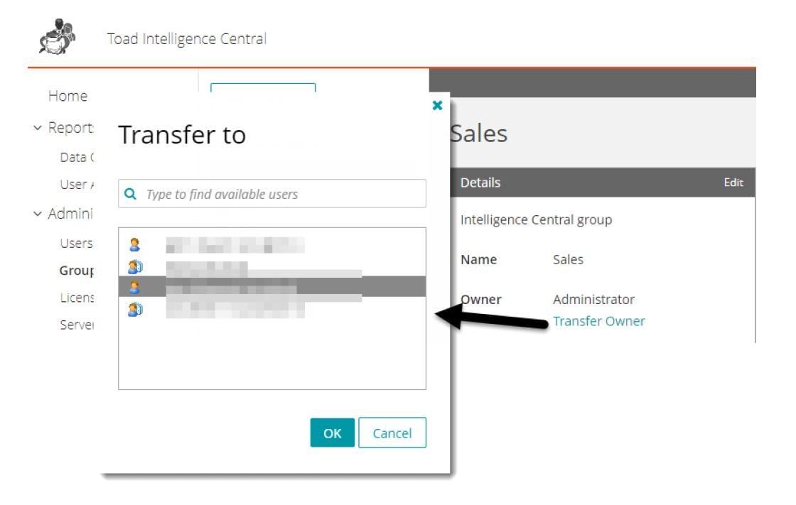 Screen shot of Toad Intelligence Central Tranfer to screen. c