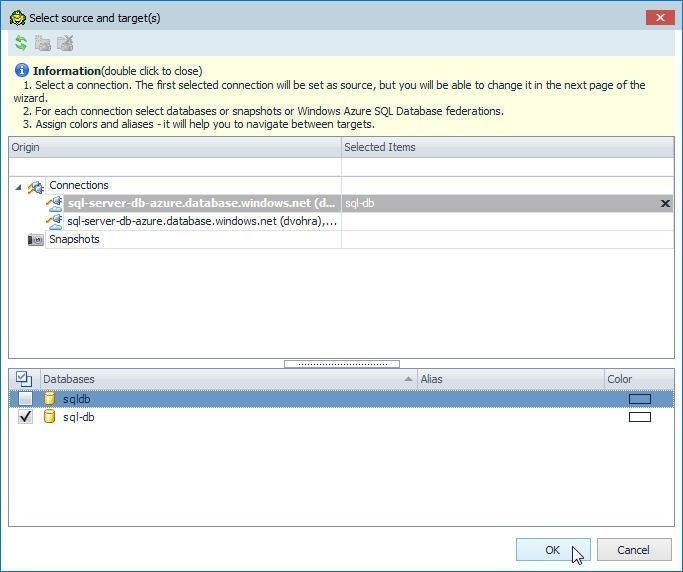 Figure 46. Selecting connection and database