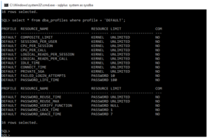 Oracle Login Profile Default Settings