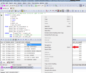 Exporting Data With SQL Navigator