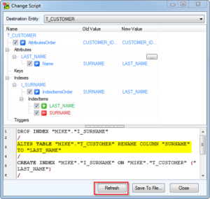 Synchronization and Mapping of Renamed Table Columns