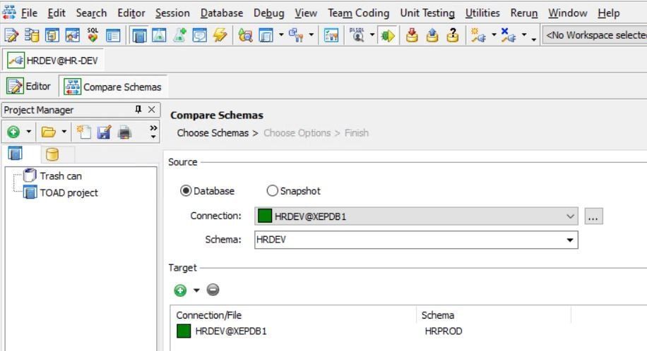 In the first tab, click Choose Schemas.