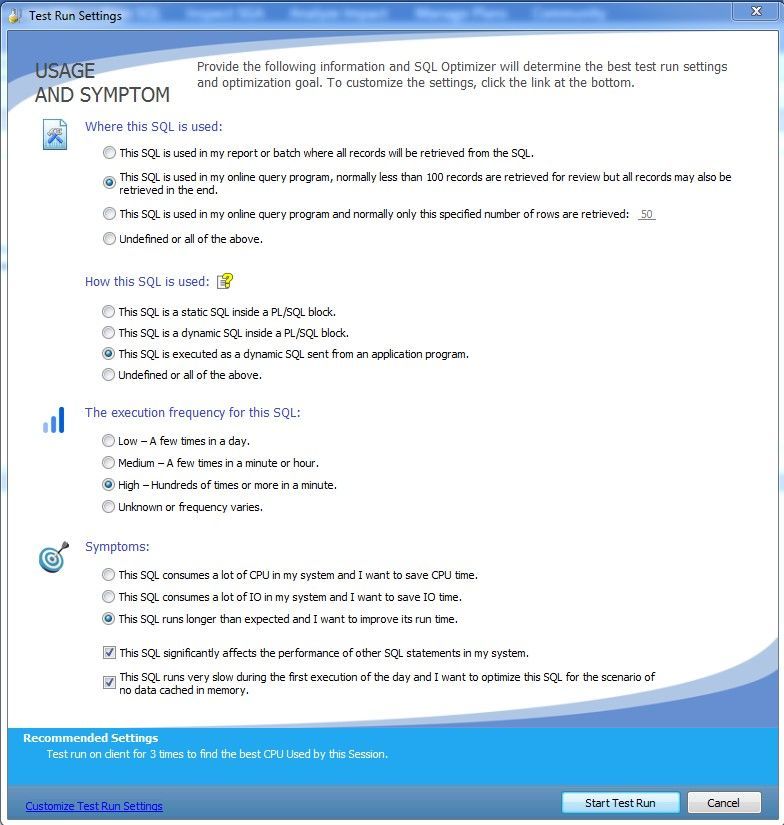 img06 Figure 6: Test Run Settings Window