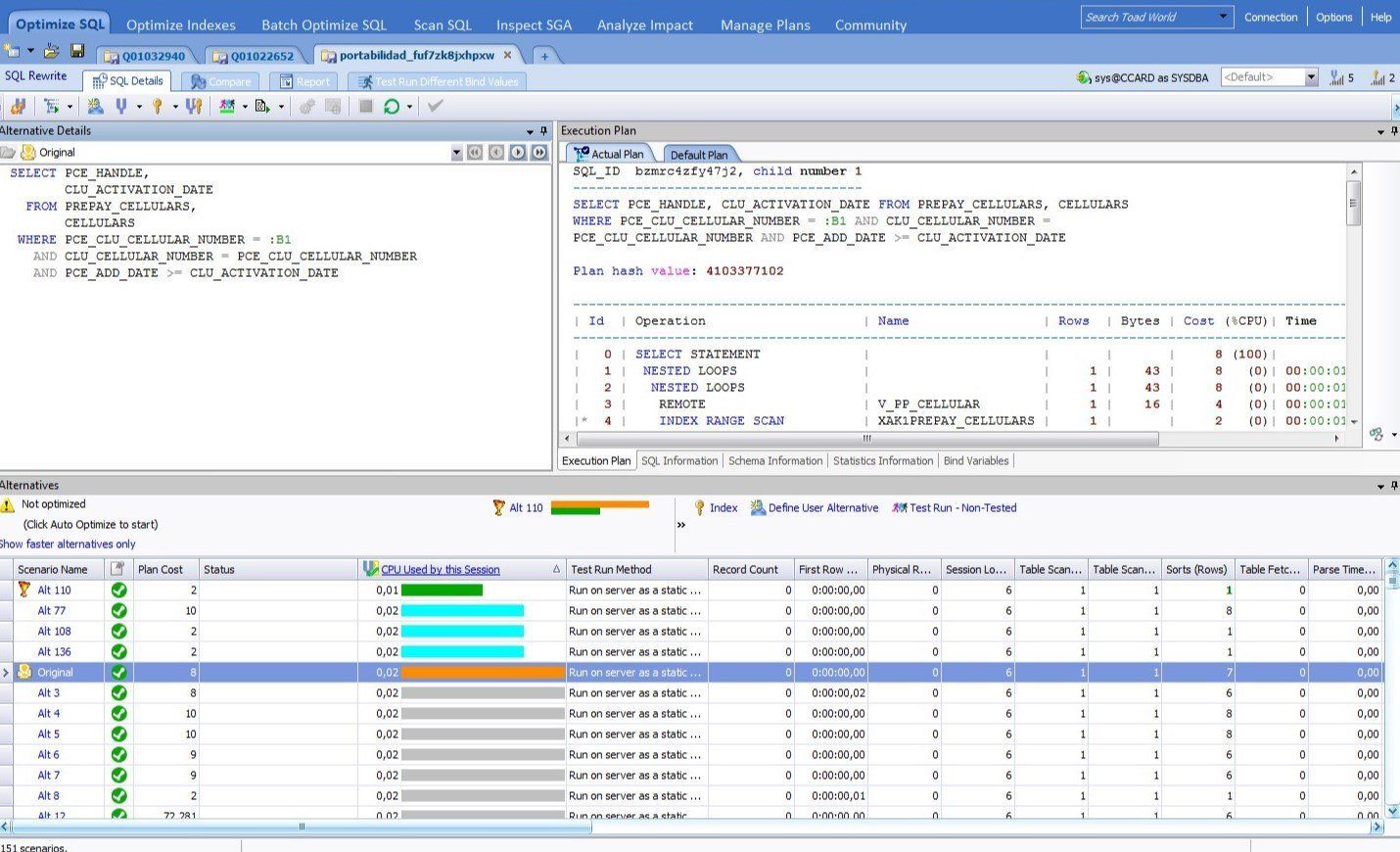 Figura 9: Buscando la mejor Alternativa de la Consulta SQL Original
