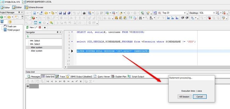 kill session in oracle 2